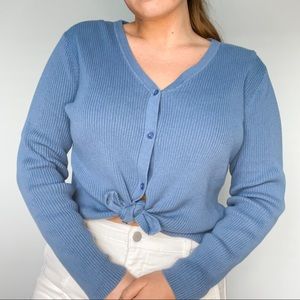 FINAL PRICE Appleseed’s Vintage Blue Ribbed Cardigan Size PM Petite Medium